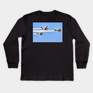 Three Boeing PT 17 Stearman with Smoke Kids Long Sleeve T-Shirt